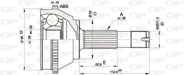 OPEN PARTS Шарнирный комплект, приводной вал CVJ5118.10